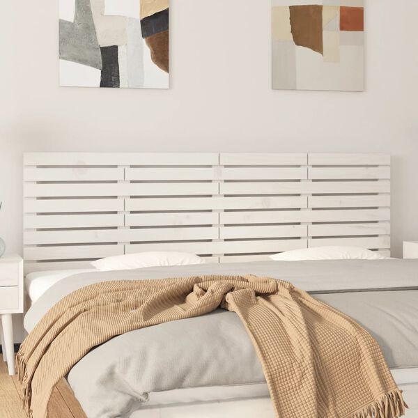 vidaXL Cabecero de cama de pared madera maciza pino blanco 206x3x63 cm