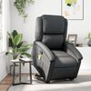 vidaXL Sillón reclinable de masaje elevable cuero auténtico negro