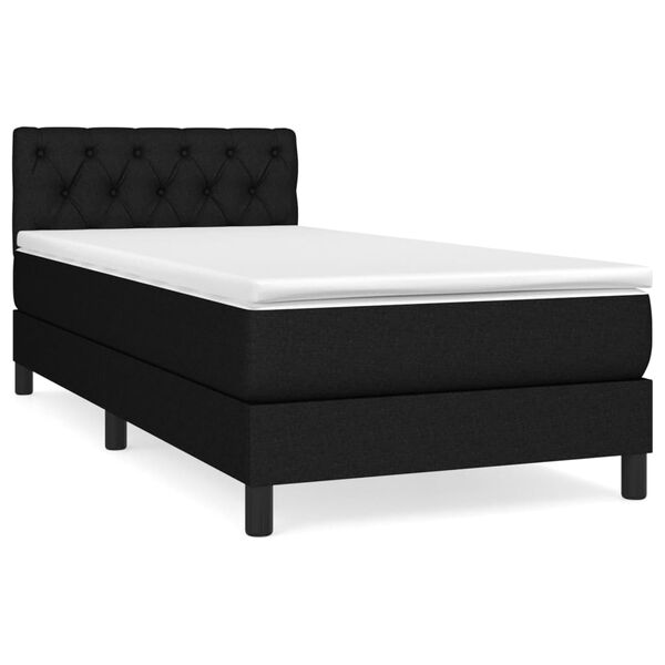 vidaXL Cama box spring con colch&oacute;n tela negro 80x200 cm