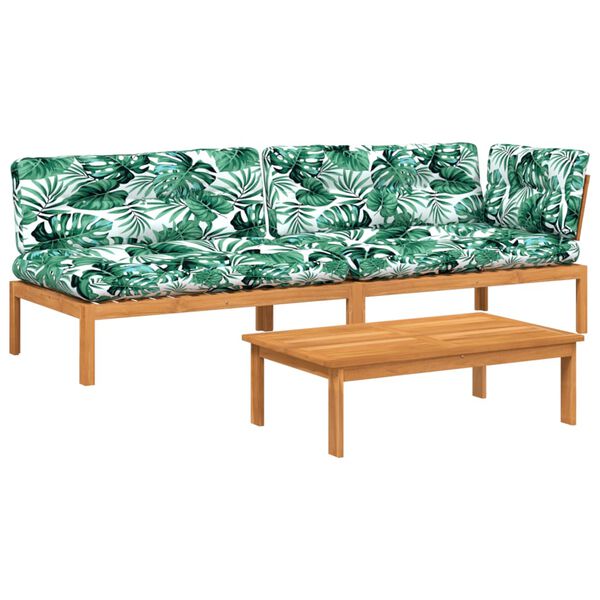 vidaXL Set de sof&aacute;s de palets de jard&iacute;n y cojines 3 pzas madera acacia
