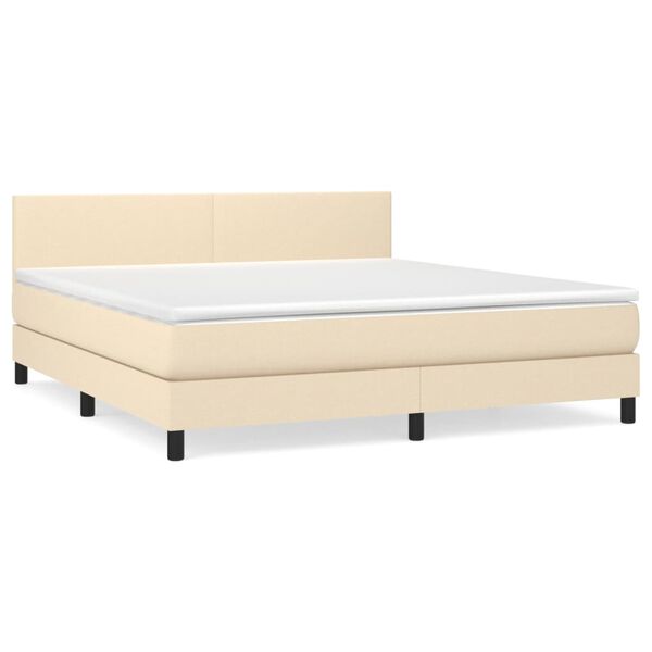 vidaXL Cama box spring con colch&oacute;n tela color crema 160x200 cm