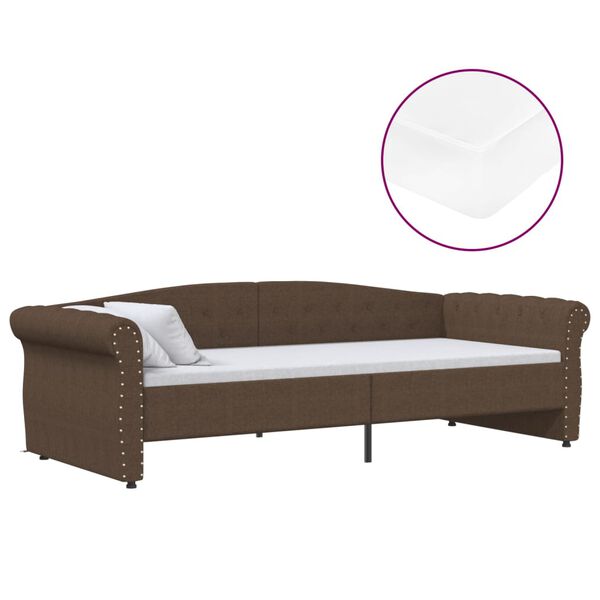 vidaXL Sof&aacute; cama con colch&oacute;n USB de tela marr&oacute;n 90x200 cm