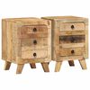 vidaXL Mesilla de noche 2 uds 37x32x50 cm madera mango rugosa