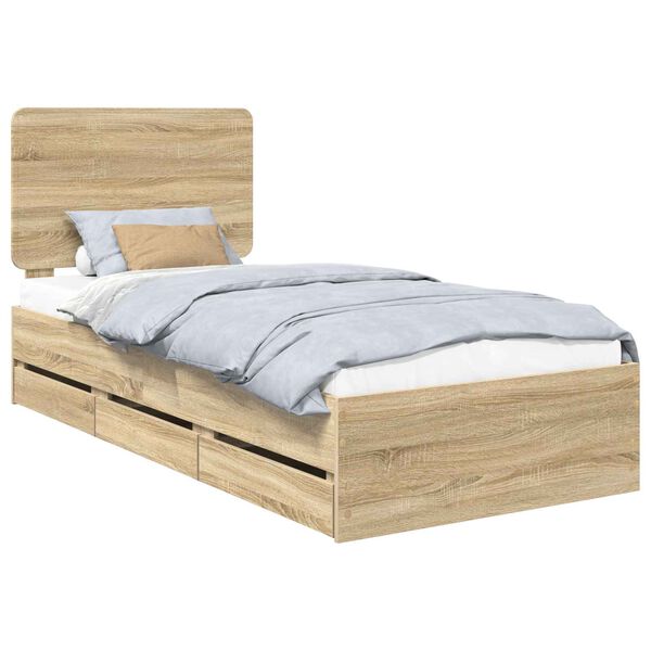 vidaXL Estructura de cama Roble Sonoma 75 x 190 cm Madera Ingenieril