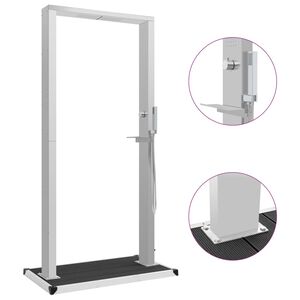 vidaXL Ducha de jard&iacute;n con plato acero inoxidable y WPC