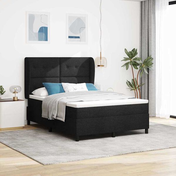 vidaXL Cama tipo Box Spring con colch&oacute;n Negro 160 x 200 cm tela