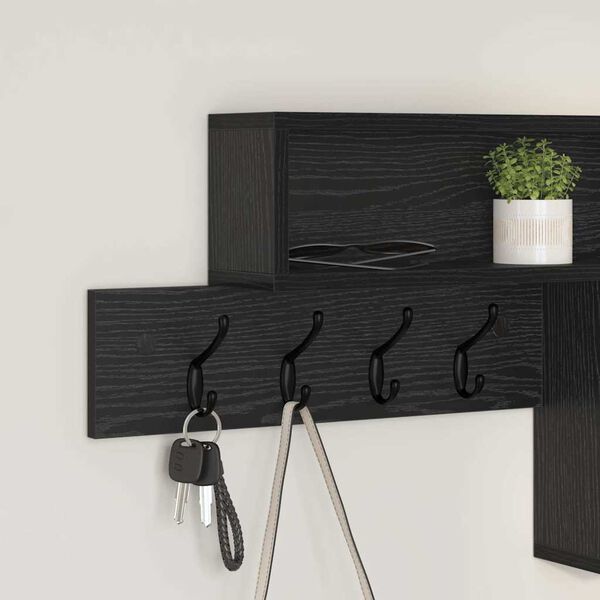 vidaXL Perchero de pared con estante Roble Negro 100 x 12 x 43,5 cm