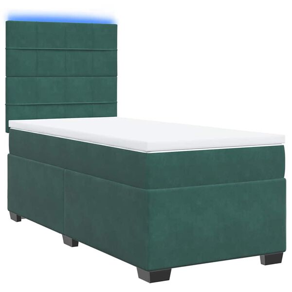 vidaXL Cama box spring con colch&oacute;n terciopelo verde oscuro 90x190 cm