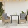 vidaXL Set comedor de jard&iacute;n 3 pzas con cojines rat&aacute;n sint&eacute;tico beige