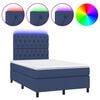 vidaXL Cama box spring con colch&oacute;n y LED tela azul 120x200 cm