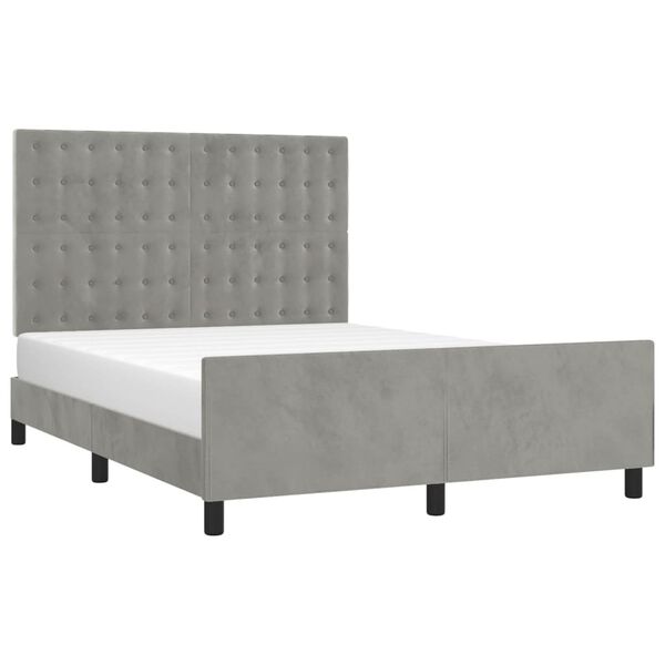vidaXL Estructura de cama sin colch&oacute;n terciopelo gris claro 140x190 cm