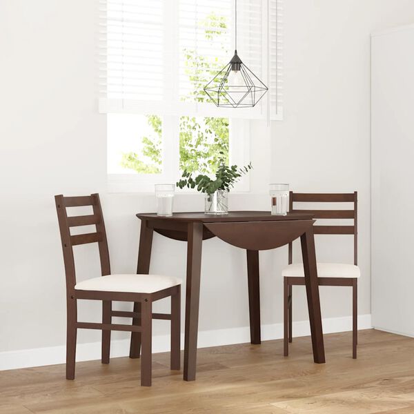 vidaXL Sillas de comedor con cojines 2 uds madera maciza marrón caucho