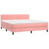 vidaXL Cama box spring colch&oacute;n y LED terciopelo rosa 180x200 cm
