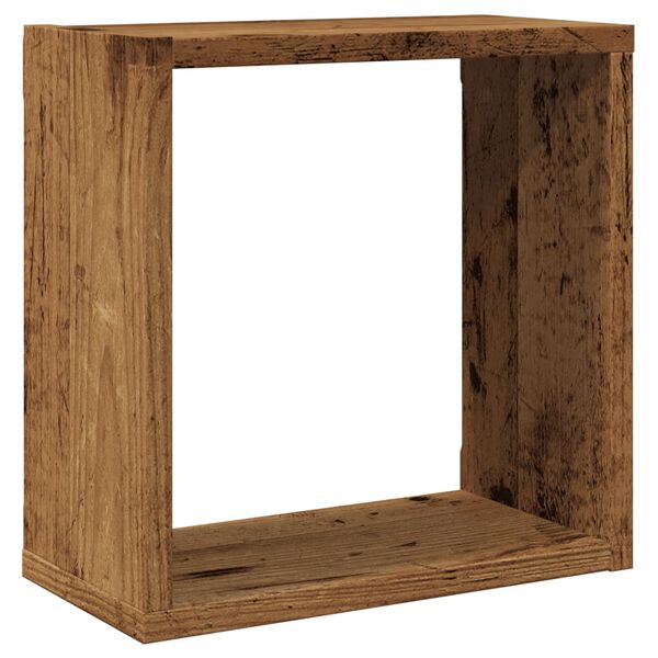 vidaXL Estantes cubo de pared 4 uds madera envejecida 30x15x30 cm