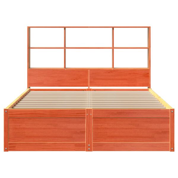 vidaXL Cama sin colch&oacute;n madera maciza de pino marr&oacute;n cera 120x200 cm