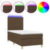 vidaXL Cama box spring colch&oacute;n y luces LED tela marr&oacute;n oscuro 80x200cm