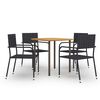 vidaXL Set de muebles de comedor de jard&iacute;n 5 piezas de rat&aacute;n negro