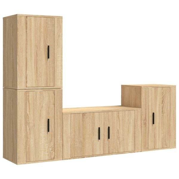 vidaXL Set de muebles para TV 4 pzas madera contrachapada roble Sonoma
