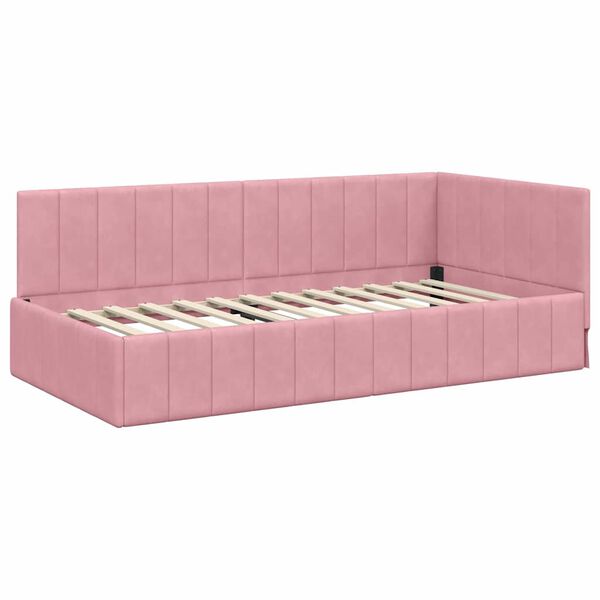 vidaXL Estructura de cama en esquina Rosa 100 cm x 200 cm Terciopelo
