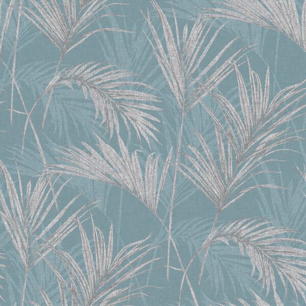 DUTCH WALLCOVERINGS Papel de pared Palm Springs azul y gris