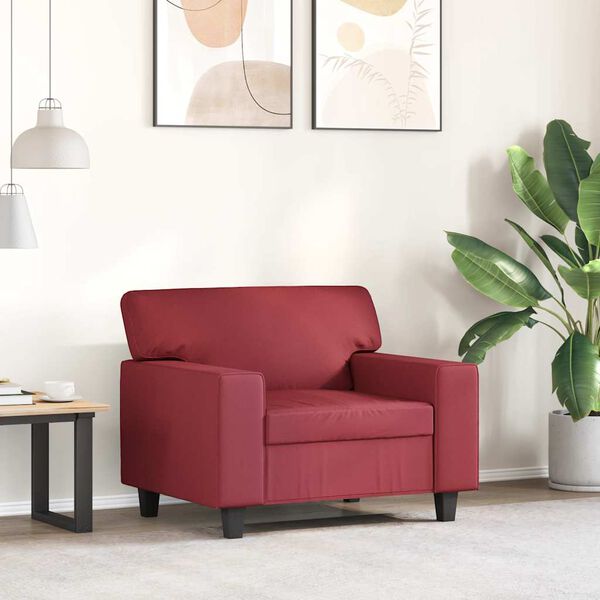 vidaXL Sill&oacute;n cuero sint&eacute;tico rojo tinto 60 cm