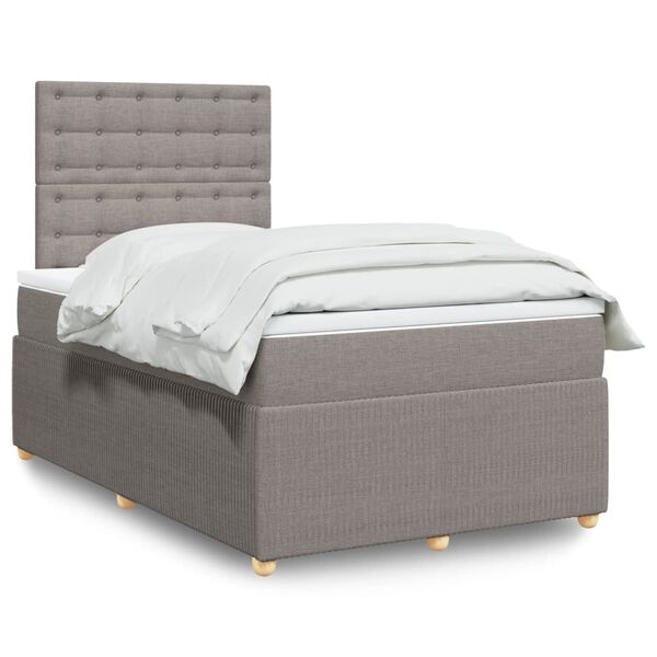 vidaXL Cama box spring con colch&oacute;n tela gris taupe 120x190 cm
