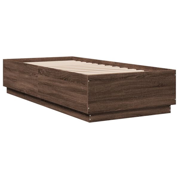 vidaXL Estructura de cama madera de ingenier&iacute;a roble marr&oacute;n 90x200 cm