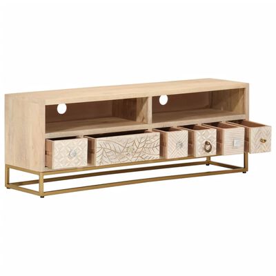 vidaXL Mueble de TV madera maciza de mango y hierro 110x30x40 cm