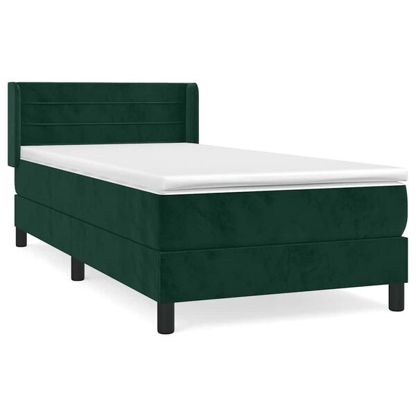 vidaXL Cama box spring con colch&oacute;n terciopelo verde oscuro 90x190 cm