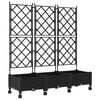 vidaXL Jardinera con enrejado y ruedas 3 uds. Negro PP