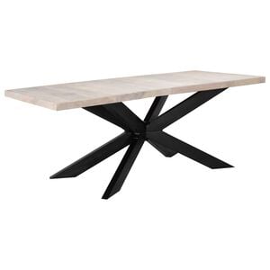 vidaXL Mesa de comedor madera maciza de mango blanqueada 180x90x76 cm