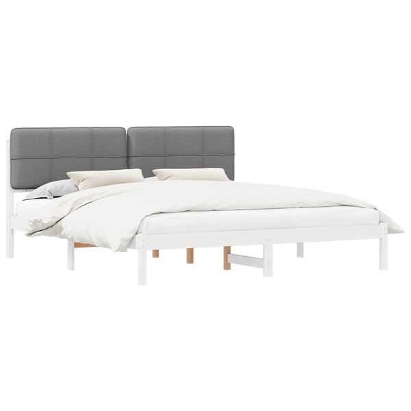 vidaXL Estructura de Cama con Cabecera Tapizada Gris Claro