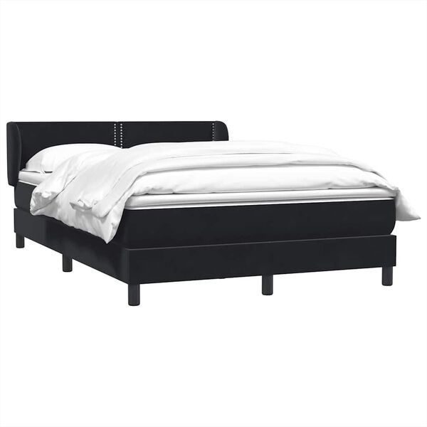 vidaXL Cama box spring con colch&oacute;n terciopelo negro 140x210 cm