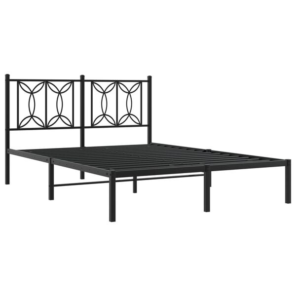 vidaXL Estructura cama sin colchón con cabecero metal negro 140x200 cm