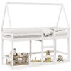 vidaXL Cama alta escalera y techo madera maciza pino blanca 90x190 cm