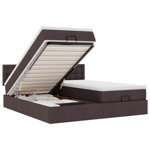 vidaXL Estructura cama otomana colchones tela marr&oacute;n oscuro 200x200cm