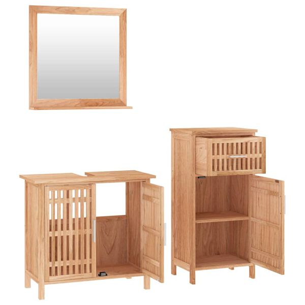 vidaXL Conjunto de muebles de baño 3 piezas madera maciza de nogal