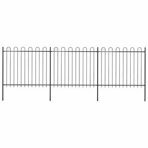 vidaXL Valla de jard&iacute;n con aro superior de acero 504x150 cm negra