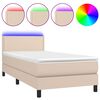 vidaXL Cama box spring colch&oacute;n LED cuero sint&eacute;tico capuchino 90x190 cm