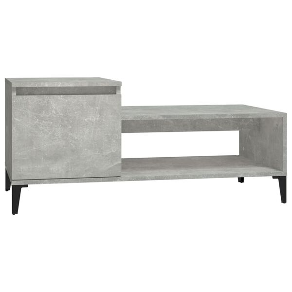 vidaXL Mesa de centro madera contrachapada gris hormigón 100x50x45 cm