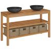 vidaXL Mueble tocador madera maciza teca con lavabos de m&aacute;rmol negro
