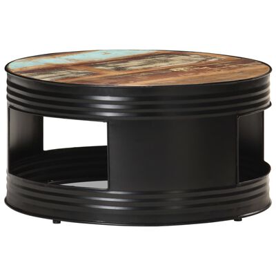 vidaXL Mesa de centro de madera maciza reciclada negra 68x68x36 cm