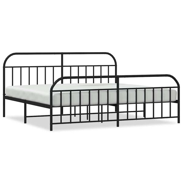 vidaXL Estructura cama sin colch&oacute;n con estribo metal negro 200x200 cm