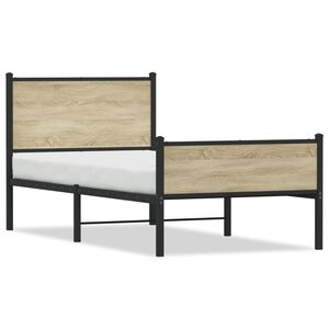vidaXL Estructura de cama sin colch&oacute;n metal roble Sonoma 75x190 cm