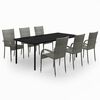 vidaXL Juego de comedor para jardín 7 piezas gris y negro