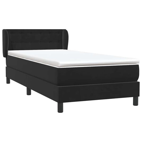vidaXL Cama box spring con colch&oacute;n terciopelo negro 100x220 cm