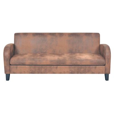 vidaXL Conjunto de sofás 2 piezas ante artificial marrón