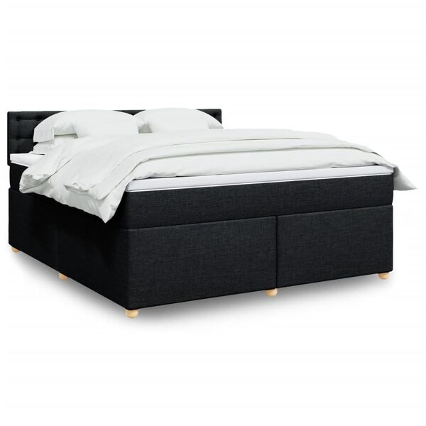 vidaXL Cama box spring con colch&oacute;n tela negro 180x200 cm