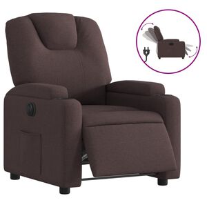 vidaXL Sill&oacute;n reclinable el&eacute;ctrico tela marr&oacute;n oscuro