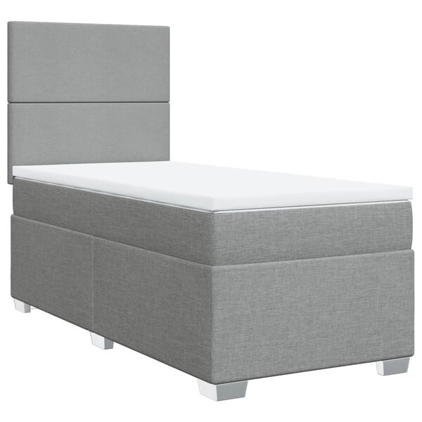 vidaXL Cama box spring con colch&oacute;n tela gris claro 100x200 cm
